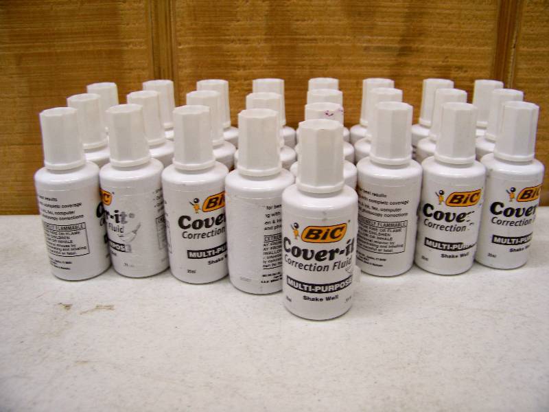 lot 947 image: 25 Bottles Bic Cover It Correction Fluid