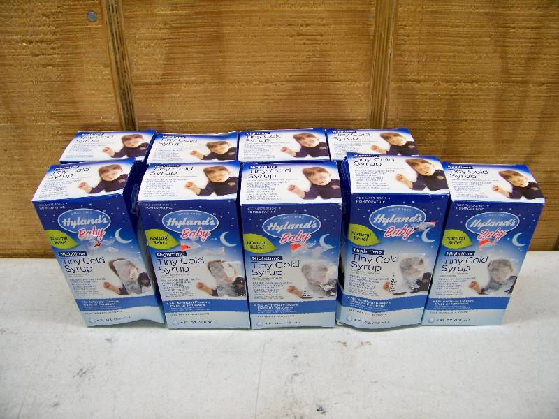 lot 981 image: 10 Bottles Hylands Baby Nighttime Tiny Cold Syrup