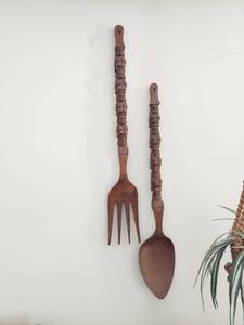 lot 5698 image: Large Wooden Fork and Spoon