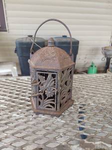 lot 5761 image: Cast Iron Candle Holder  Lantern