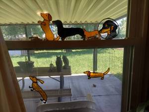 lot 5814 image: Stained Glass Dachshunds