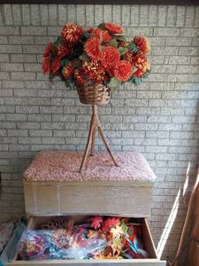lot 5852 image: Faux Flowers in Planter and in Drawer