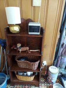 lot 5860 image: Wood Shelf and Contents