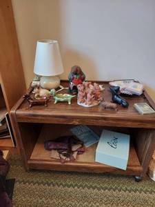 lot 5905 image: TV Stand with Dog Figurines