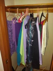 lot 5937 image: Contents of Closets - Coat, Shirts and Tablecloths