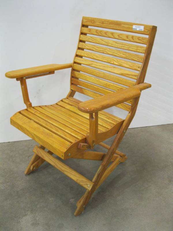 lot 2284 image: Folding Wood Slat Rocking Chair