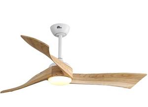 lot 1958 image: $$ Sofucor 52 Wood Ceiling Fan Indoor with Light and Remote Control, Matte White - Retail $320