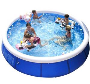 lot 1965 image: Inflatable Swimming Pools for Kids and Adults Above Ground, Blow Up Family Top Ring Pool Portable Easy Set Pools Games for Outdoor Backyard Garden (L 12FT X 30IN), Filter not included - Retail $130
