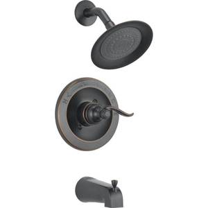 lot 1966 image: Delta Windemere 1-Spray Single Handle Tub & Shower Faucet in Oil Rubbed Bronze BT14496-OB