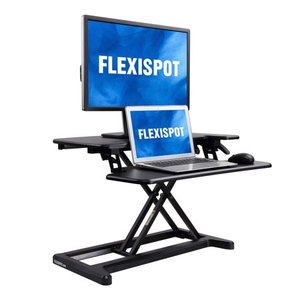 lot 1980 image: FlexiSpot M7B Stand Up desk Converter -28 Standing desk Riser with Deep Keyboard Tray for laptop (28, Black)