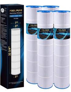 lot 1984 image: $$ POOLPURE PLF131A Pool Filter Replaces Pleatco PA131-PAK4, Hayward CX1280XRE, SwimClear C5020, Unicel C-7494, Filbur FC-1227, FC-6435, C5025, C5030, 4 X 131 sq. ft. Filter Cartridge 4 Pack - Retail $244