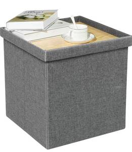 lot 5824 image: B FSOBEIIALEO - Linen folding ottoman footstool with storage, can also be used as a coffee table