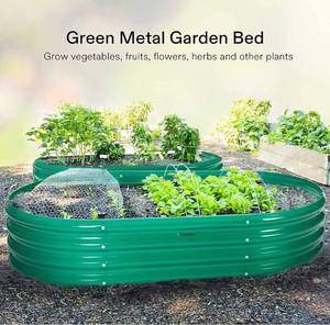 lot 5837 image: Galvanized Raised Bed, Oval Wave-Shaped Metal Planter to Grow Flowers, Vegetables and Herbs for Outdoor Gardening - 5ft