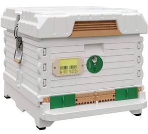 lot 5844 image: Apimaye Ergo Insulated Bee Hive Set NO Frames Included (Single Deep, White Body Green Entrance) $$$Retails For More Than $200