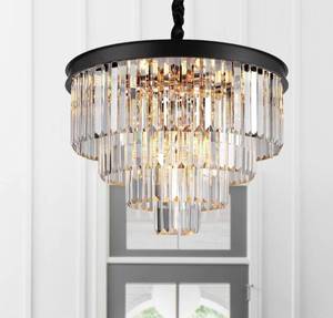 lot 5855 image: 12-Light Modern Crystal Chandeliers, 24 Round Top K9 Crystals Chandelier Adjustable Ceiling Lighting Fixture Modern 4-Tier K9 Crystal Pendant Lamp for Dinning Rooms Living Room Foyer