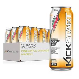 lot 13614 image: Mountain Dew Kickstart, Pineapple Orange Mango, 16 Fl Oz (12 Count)
