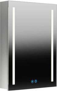 lot 13634 image: $$ LED Medicine Cabinet with Mirror 20 x 28 Lighted Medicine Cabinets for Bathroom Stainless Steel Defogger Dimmable with Memory Function Surface Mount Left Hinged