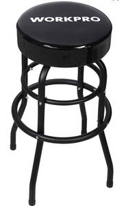 lot 13635 image: Workpro Shop Stool Bar Stool With Padded Swivel Shop Seat, Black, W112012a