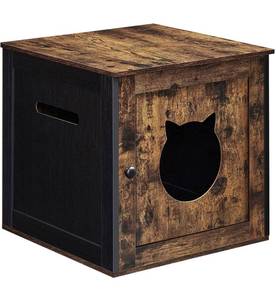 lot 13636 image: FEANDREA Cat Litter Box Furniture, Hidden Litter Box Enclosure Cabinet with Single Door, Indoor Cat House, End Table, Nightstand
