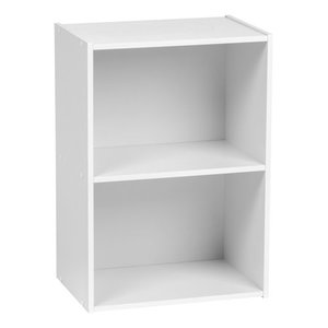 lot 13637 image: IRIS USA 2-Tier Wood Book Shelf, White