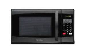 lot 13642 image: Toshiba 0.9-cu ft 900-Watt Countertop Microwave (Black Stainless Steel)