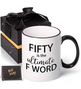 lot 13654 image: 50th Birthday Gifts for Women and Men - Fifty The Ultimate F Word-Birthday Gift Ideas Funny for Mom Dad Husband Wife - 11 oz Coffee Mug for 50 Years Old