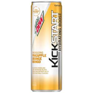 lot 13672 image: Mountain Dew Kickstart Pineapple Orange Mango - 12 fl oz Can - 12 Pack