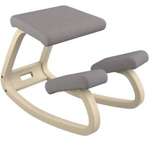 lot 14479 image: Varier Variable Balans Original Kneeling Chair Designed by Peter Opsvik (Dark Grey Revive Fabric with Natural Ash Base)