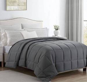 lot 14485 image: HOMBYS Oversized King Comforter 120x132 Lightweight Down Alternative Comforter for All Season,Grey Quilted Duvet Insert with 8 Corner Tabs Microfiber Comforter (Grey, Alaskan King 120x132)