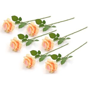 lot 14486 image: Set of 6 Yellow Decorative Centerpiece Rose Flowers, 22 - Lot of 2