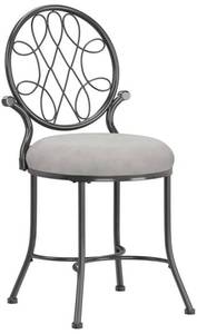 lot 14499 image: Hillsdale OMalley Vanity Stool with Spiral Pattern Design, Metallic Gray