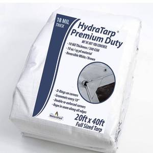 lot 14501 image: Watershed Innovations HydraTarp 18 mil Heavy Duty WhiteBrown Waterproof Reversible Tarp with D-Rings, 20 ft by 40 ft