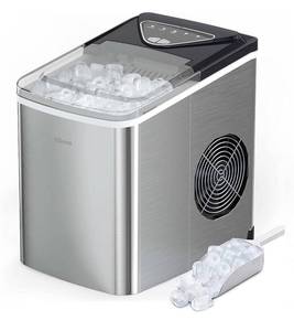 lot 14510 image: Silonn Ice Makers Countertop, 9 Cubes Ready in 6 Mins, 26lbs in 24Hrs, Self-Cleaning Ice Machine with Ice Scoop and Basket, 2 Sizes of Bullet Ice for Home Kitchen Office Bar Party