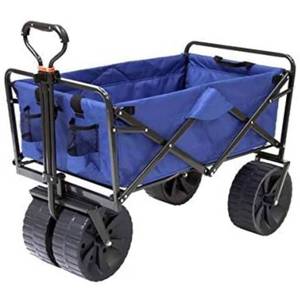 lot 14530 image: Mac Sports Heavy Duty Collapsible Folding All Terrain Utility Beach Wagon Cart, BlueBlack