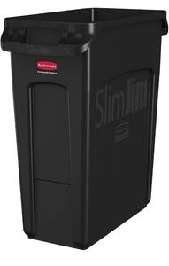 lot 14531 image: Rubbermaid Commercial Products Slim Jim TrashGarbage Can with Venting Channels, 16 Gallon