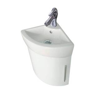 lot 14532 image: $$ Renovators Supply Corner Bathroom Vanity Cabinet with Sink, White