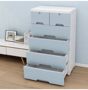 lot 15586 image: Nafenai Plastic Drawers Dresser,Storage Cabinet with 6 Drawers,Closet Drawers Tall Dresser Organizer for Clothes,Playroom,Bedroom Furniture,Blue-Grey