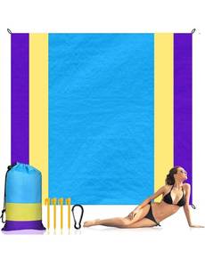 lot 15596 image: Sandproof Beach Blanket, Oversized Sand Free Beach Mat 83x79, Waterproof Lightweight Outdoor Mat for 8 Adults, Portable Picnic Blankets for Camping, Travel, Hiking-Heat Proof & Quick Drying (Purple)