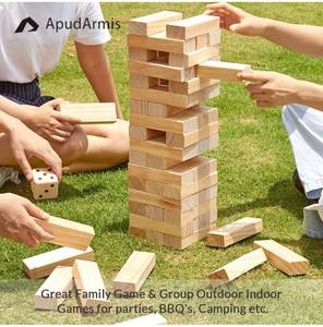 lot 15600 image: Kangaroos Pull and Stack Giant wooden Tower for Outdoor fun Game over 5 ft tall with carrying case for wooden blocks