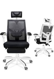 lot 15603 image: Ergonomic Office Chair, High Back Reclining Office Chair with Foot Rest, Adjustable Mesh Office Desk Chair, Large Seat & Breathable Mesh, White