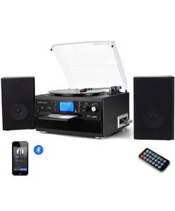lot 15608 image: DIGITNOW Bluetooth Record Player Turntable with Stereo Speaker, LP Vinyl to MP3 Converter with CD, Cassette, Radio, Aux in and USBSD Encoding, Remote Control, Audio Music Player Built in Amplifier