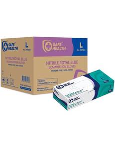 lot 15624 image: SAFE HEALTH Blue Nitrile Exam Gloves  3.5 Mil Free of Powder-Latex  Disposable-Textured  Clinic-Office-Daily 10 boxes of 100 pieces
