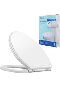 lot 15631 image: Hibbent Premium One Click Elongated Toilet Seat with Cover(Oval)- Easy Installation and Quick-Release for Easy Cleaning - Stable Hinge Design to prevent shifting - Soft Closed - White Color(Elongated