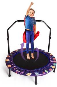 lot 15636 image: 36-Inch Trampoline for Kids Mini Trampoline with Adjustable Handle and Safety Padded Cover Foldable Toddler Trampoline Indoor & Outdoor Rebounder Trampoline for Kids Play and Exercise