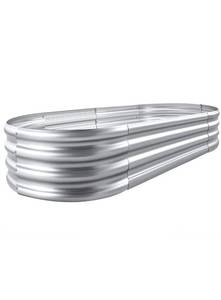 lot 15637 image: Land Guard Galvanized Raised Garden Bed Kit, Galvanized Planter Raised Garden Boxes Outdoor, Oval Large Metal Raised Garden Beds for Vegetables