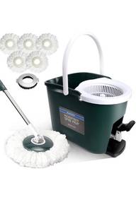 lot 15639 image: Masthome Spin Mop Bucket Set,360 Spin Mop with Foot Pedal Bucket for Floor Cleaning,Hands-Free Mop Bucket System with 5 Microfiber Mop Pad Refills,All Surfaces Safe (Includes 1 Floor Brush)