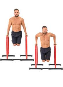 lot 15642 image: GoBeast Dip Stand Station, Adjustable Height & Width, Strength Training Home Gym Equipment for Tricep Dips, L-Sits & Pull Ups, Calisthenics Workout