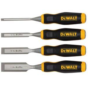 lot 7113 image: DeWalt 1 W x 5 L Forged Steel Wood Chisel Set Yellow 4 pc.