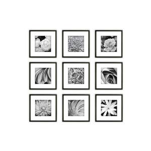 lot 11738 image: Pinnacle Frames 9-Piece Black Wood Frame Kit, 12 x 12