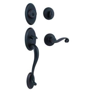 lot 16250 image: Kwikset Shelburne Sgl Cyl Handleset wLido Door Lever in Venetian Bronze